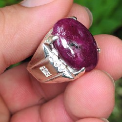 Nhẫn bạc nam đính đá ruby đỏ tự nhiên  7001