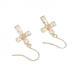 K18YG Cross Garnet Bông Tai - Hàng hiệu Chính hãng 870993