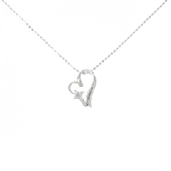 K10WG Heart × Cross Diamond Necklace 0.04CT - Hàng hiệu Authentic