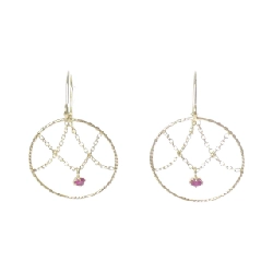 K14YG Bông tai Ruby - Hàng hiệu Chính hãng