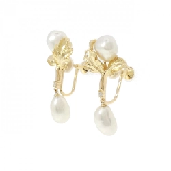 K18YG Lá trắng ngọc trai bông tai - Hàng hiệu Authentic 878648