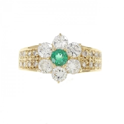 Nhẫn hoa ngọc lục bảo K18YG 0.14CT - Hàng hiệu Authentic 850958