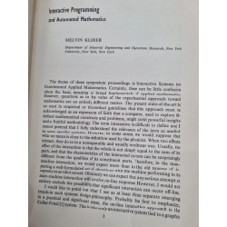 INTERACTIVE SYSTEMS FOR EXPERIMENTAL APPLIED MATHEMACTICS (EDITED BY KLERER & REINFELDS) 119743