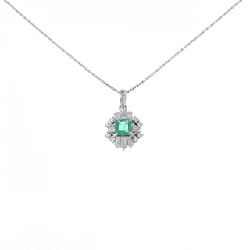 Dây chuyền Emerald PT900/PT850 0.58CT - Hàng hiệu Chính hãng