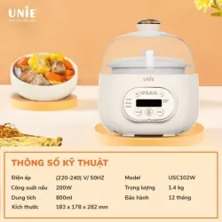 🍲 Nồi Nấu Chậm UNIE USC102W – Hẹn Giờ 12 Tiếng, 4 Chế Độ Nấu 711533