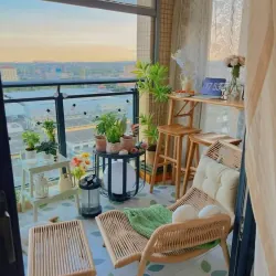 Ghế thư giãn ban công đan dây dù 694538