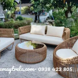Bàn ghế sofa tổ yến mây nhựa phòng khách 746377