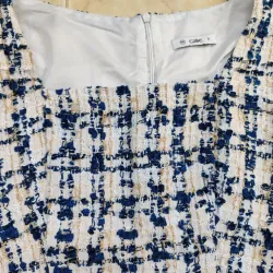 Đầm vải dạ caro tay voan kim tuyến dáng dài đi tiệc, đi chơi, đi làm còn mới 99% 925442