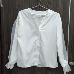 Áo sơ mi trắng phối tay von xinh xắn 933841