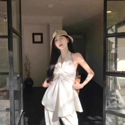 Áo Đũi Cổ Yếm Xoắn Ngực Hở Lưng Nhún Smocking Quyến Rũ Mặc Đi Chơi, Đi Biển 551182