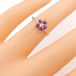 Nhẫn Garnet K14WG Hoa 673326