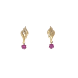 K18YG Bông tai Ruby - Hàng hiệu Chính hãng