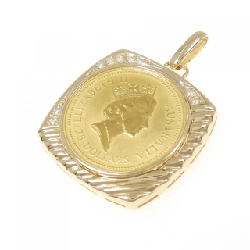 K18YG(枠) Dây chuyền đồng xu kim cương 0.09CT - Hàng hiệu Authentic