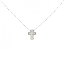 K18WG Dây chuyền kim cương chéo 0.05CT - Hàng hiệu Authentic