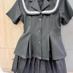 Set vest kèm chân váy đen  519483