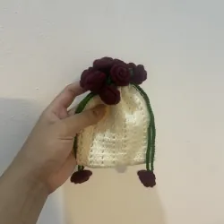 Túi rút len Handmade - hoa hồng đỏ 796323