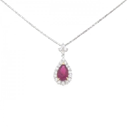 Dây chuyền ruby PT900/K18YG/PT850 2.238CT xuất xứ từ Myanmar - Hàng hiệu Authentic