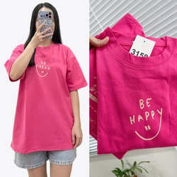 Áo Thun Nữ Oversize Dưới 72kg Chất Thun Cotton Khô Hồng In Hàng Mới 322138