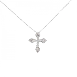 K18WG Dây chuyền kim cương hình chữ thập - Hàng hiệu Authentic