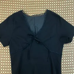 Áo Kiểu Linen Xinh Nữ Cổ V Phối Viền Ren Tay Ngắn 564853