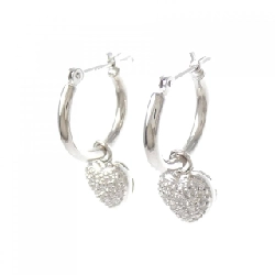 PT900/K18WG 2WAY Heart Pave Diamond Earrings 0.20CT - Hàng hiệu Authentic 872905