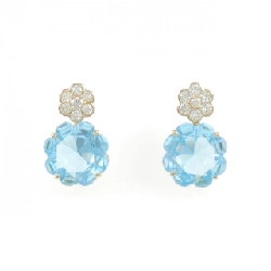 K18YG Blue Topaz Bông tai 8.89CT - Hàng hiệu Chính hãng