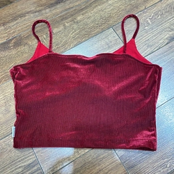 QUÀ 0Đ CHO ĐƠN QUẦN ÁO/ ĐỒ DÙNG KHÁC TRONG SHOP**** ÁO CROPTOP 2 DÂY NHUNG FREESIZE ĐỎ MẬN