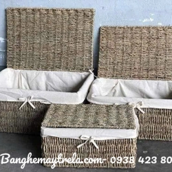 Giỏ đựng đồ chữ nhật mây tre đan 459833