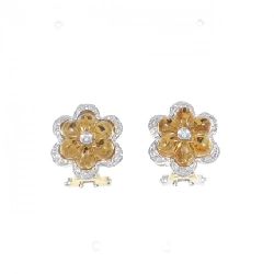Bông tai hoa Citrine K18YG/K18WG - Hàng hiệu Authentic