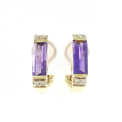 K18YG Amethyst Bông tai/Khuyên tai 2.04CT - Hàng hiệu Chính hãng