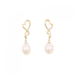 K18YG Heart Freshwater Pearl Earrings - Hàng hiệu Authentic