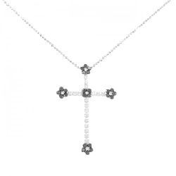 K18WG Đan Chéo × Hoa Kim Cương Dây Chuyền 1.10CT - Hàng hiệu Chính hãng