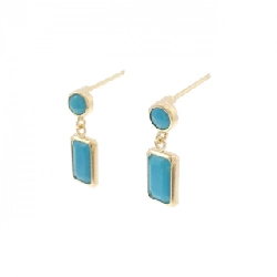 K18YG Bông tai ngọc lam - Hàng hiệu Authentic 875779