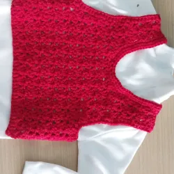 Áo gile len màu đỏ handmade còn mới 751707