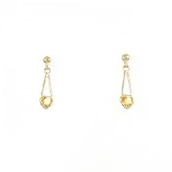 K18YG Bông tai hình trái tim Citrine - Hàng hiệu Chính hãng