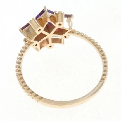 K18PG Nhẫn hoa đá màu - Hàng hiệu Authentic 860231