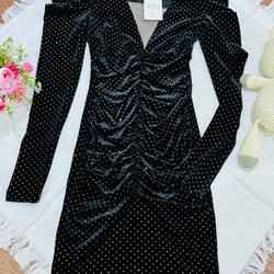 Váy dự tiệc, Sz S , thun co giãn 4 chiều, màu đen kim tuyến , mới nguyên tem mác 475748