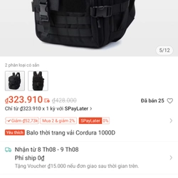 Balo tatical vải cordura 1000D 525848