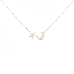Dây chuyền kim cương K18YG hình sao và mặt trăng 0.12CT - Hàng hiệu Chính hãng