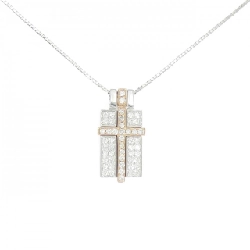 K18WG/K18PG Dây chuyền kim cương chéo 1.01CT - Hàng hiệu chính hãng