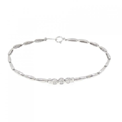 PT850 Ba viên đá quý Bạc đeo tay 0.12CT - Hàng hiệu Chính hãng 878458