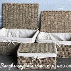 Rương đựng đồ chữ nhật mây tre đan 550974