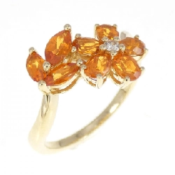 Nhẫn Garnet K18YG Hoa 1.41CT