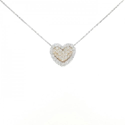 K18PG/K18WG 2WAY Mặt Dây Chuyền Hình Trái Tim Đính Kim Cương 0.90CT - Hàng hiệu Chính hãng