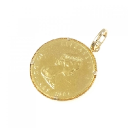 K18YG(枠) Đồng xu Mặt dây chuyền - Hàng hiệu Authentic