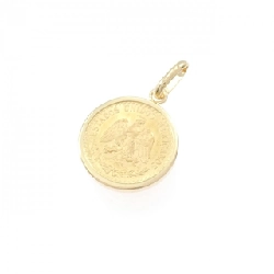 K18YG(枠) Đồng xu mặt dây chuyền - Hàng hiệu Authentic