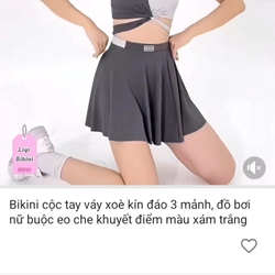 Bikini cộc tay, váy xoè kín đáo 3 mảnh, buộc eo chế khuyết điểm  273791