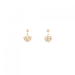 K18PG Bông tai hình trái tim kim cương 0.12CT - Hàng hiệu Chính hãng