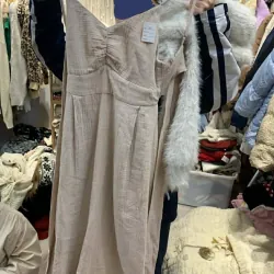 Trang phục nữ Dù Lino phối tay lông vũ size M màu be 760178