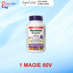 (Hàng CTY mới) Magie Webber Naturals Bisglycinate 200mg Hộp 60 Viên Magnesium 735883